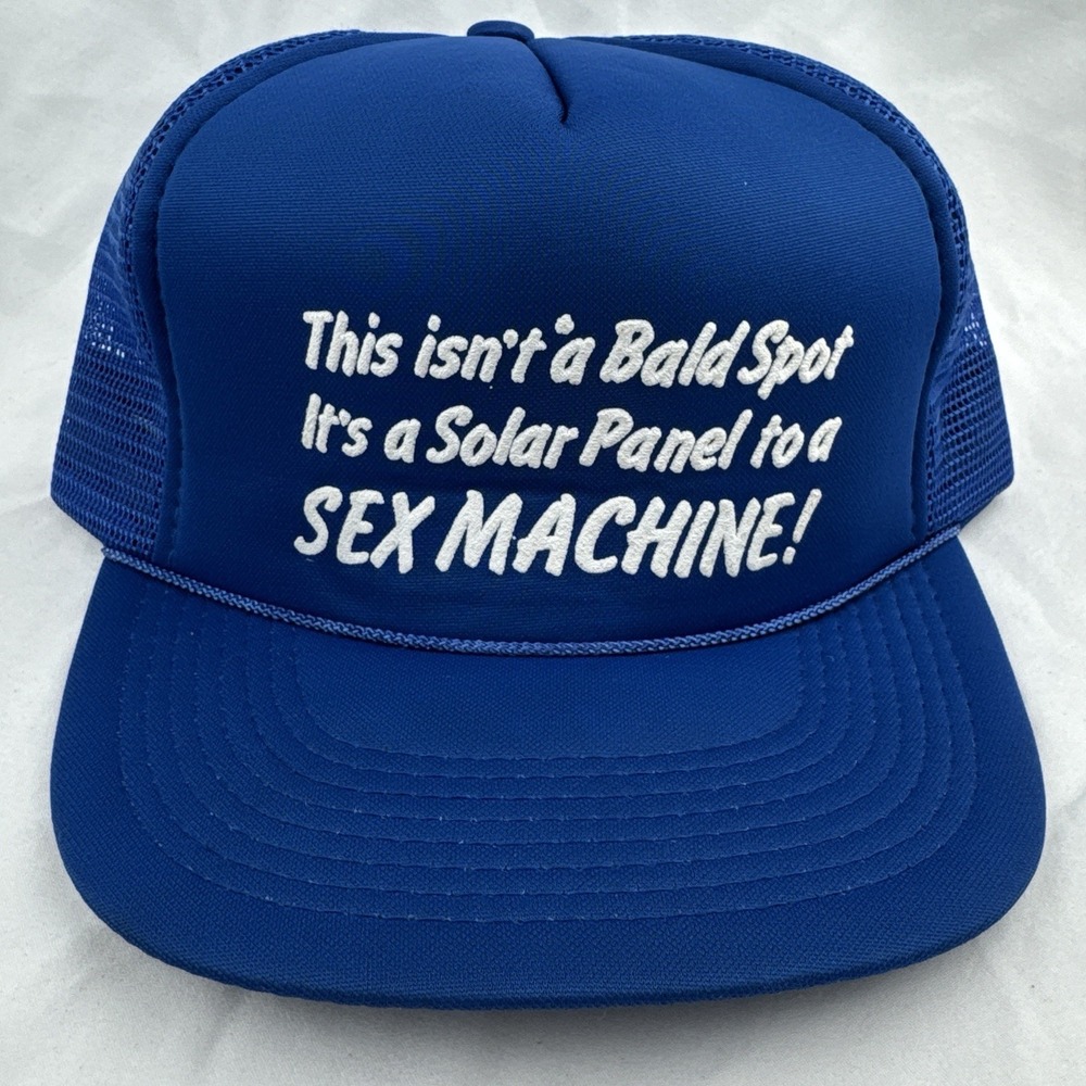 Vintage 90s Bald Spot Solar Panel Sex Machine Funny Gag Trucker Hat
